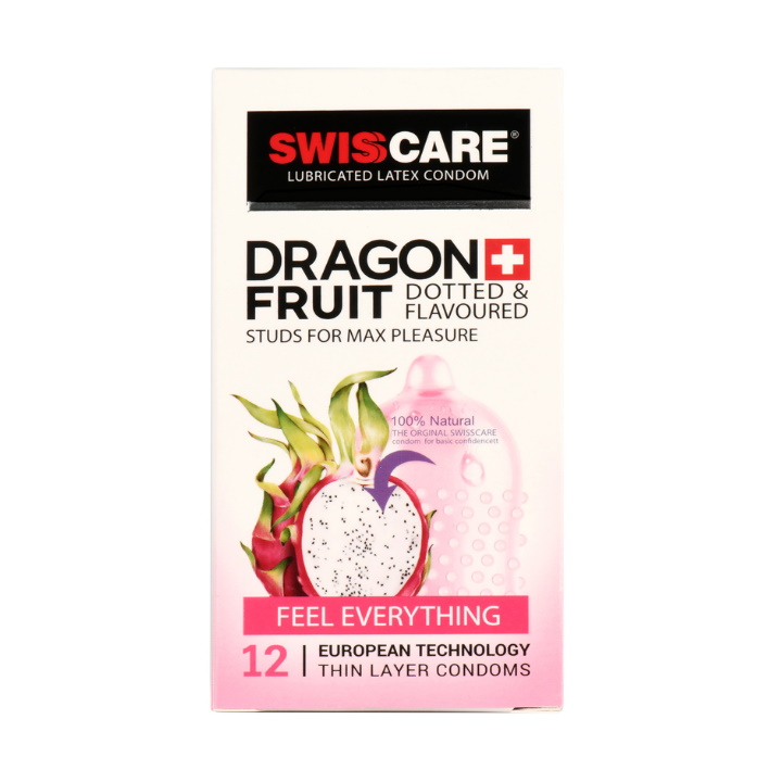 کاندوم سوئیس کر مدل Dragon Fruit بسته | 12 عددی