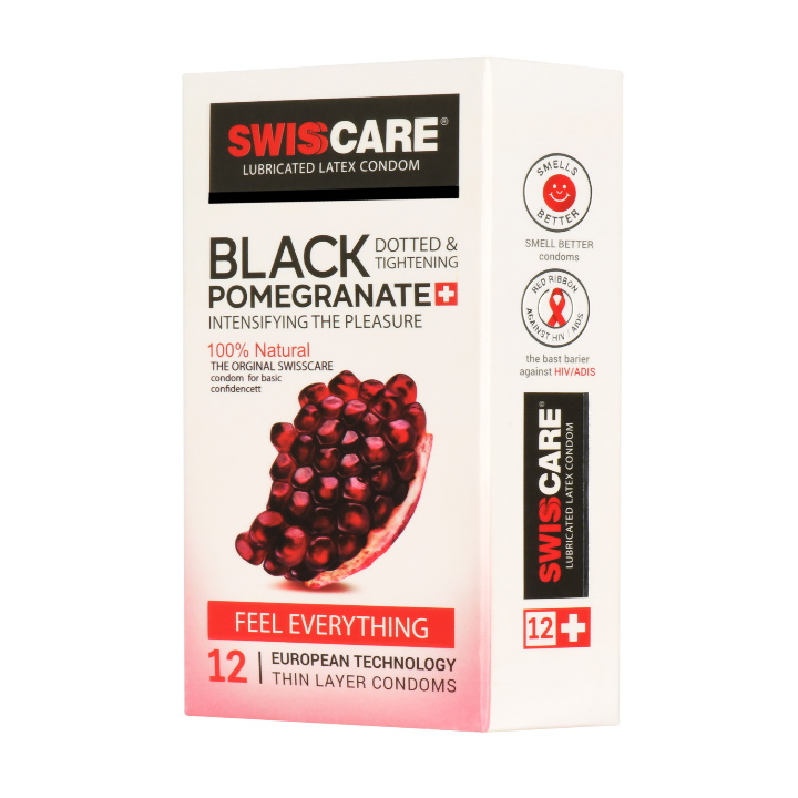 کاندوم سوئیس کر مدل Black Pomegranate بسته | 12 عددی